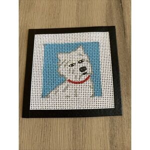 WESTIE DOG Hand Painted Needlepoint cross‎ stitch Canvas 4"x4" 13 Mesh